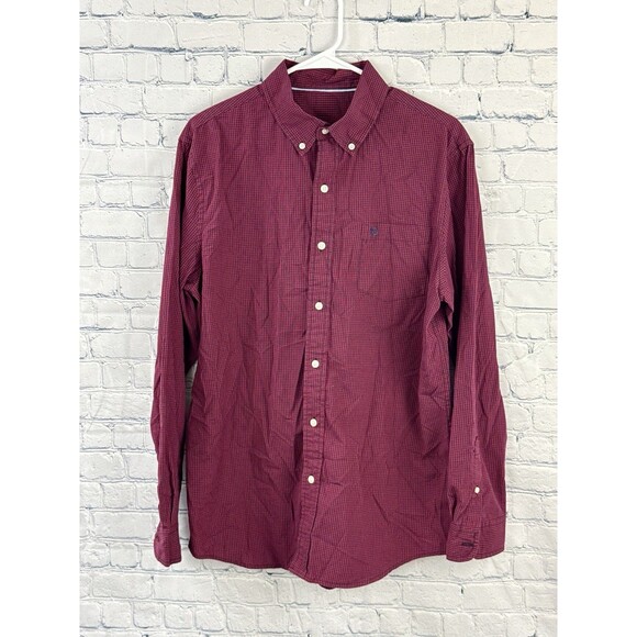 Chaps Other - Y2K Chaps Mens LS Sustainable Easy Care Woven Shirt Red/Navy Check Sz Large